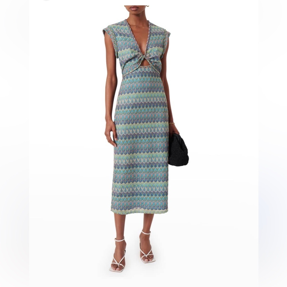 Derek Lam 10 Crosby Barbara Printed Front Twist Midi Dress XS